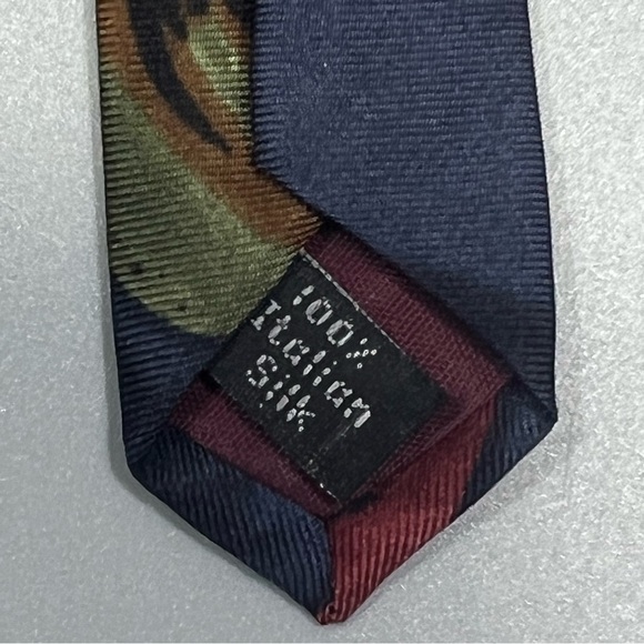 VTG Don Loper Beverly Hills Italian Silk Necktie Blue Red Green Floral Design - Picture 5 of 5